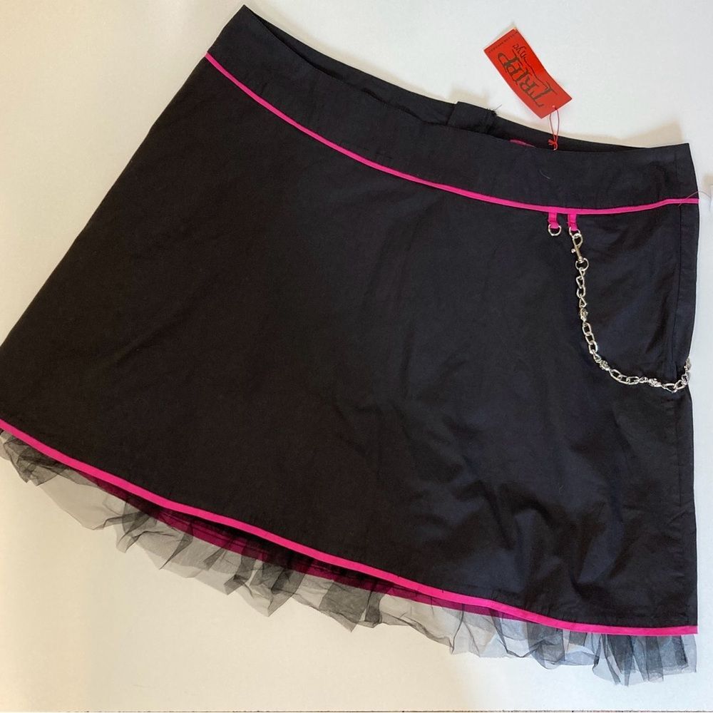 NWT Size 26 3X/4X Tripp NYC Curve Black & Pink Tulle Ruffle Chain Skirt
